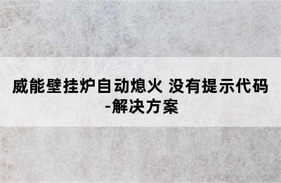 威能壁挂炉自动熄火 没有提示代码-解决方案